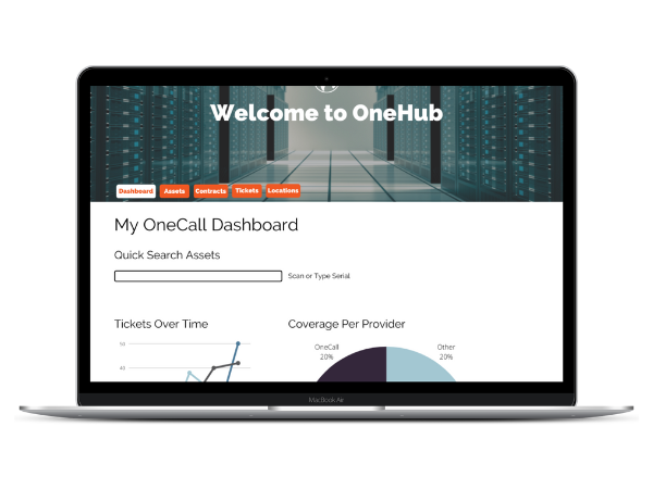 onehub dashboard on laptop screen